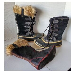 Sorel Joan of Arctic Waterproof Winter Snow Boots Sz 7 Faux Fur Removable Liner